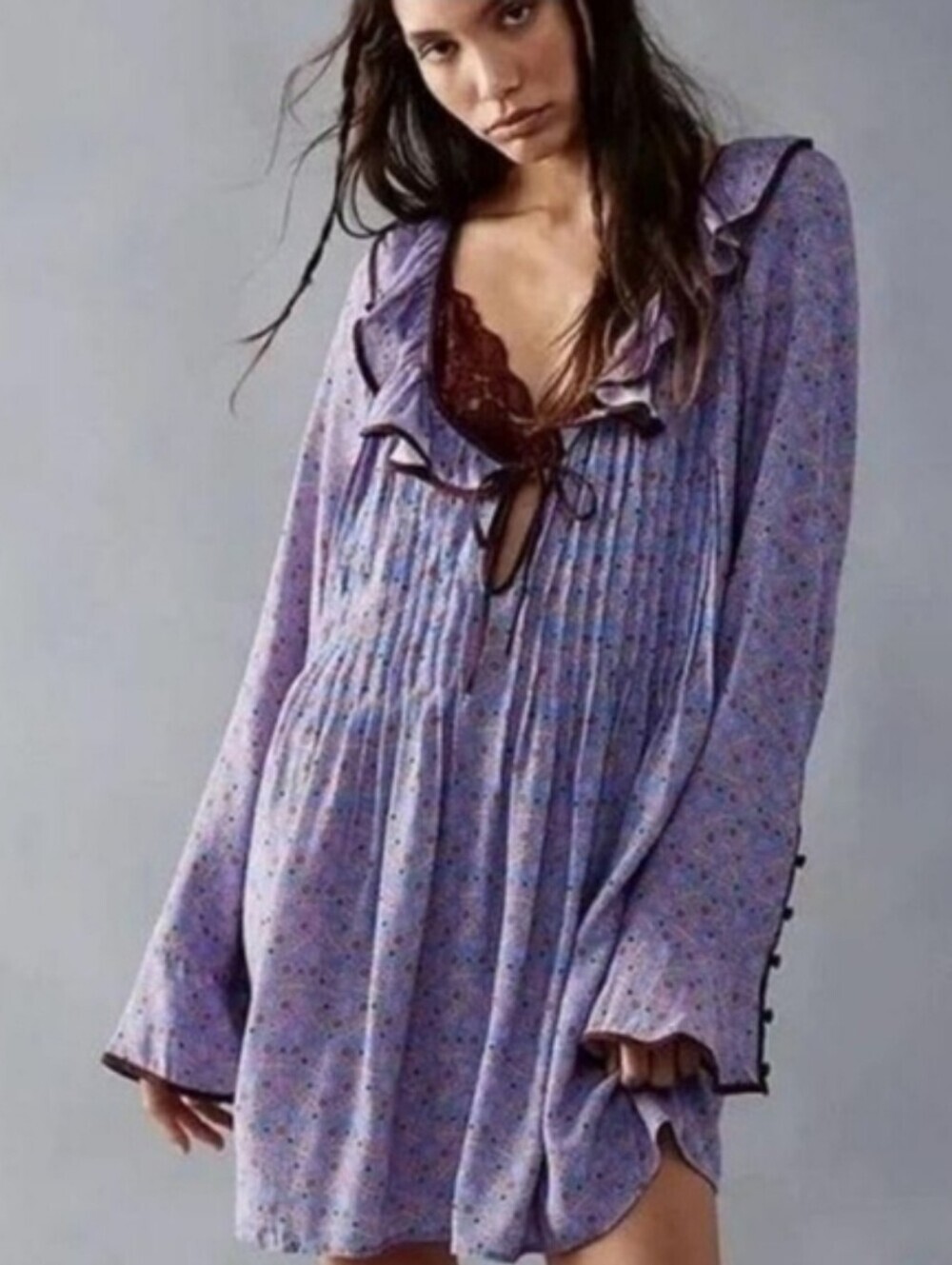 Free People Blossom Baby Mini Dress  Periwinkle Size XS